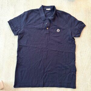 NWT Moncler Embroidery Logo Polo Shirt Navy